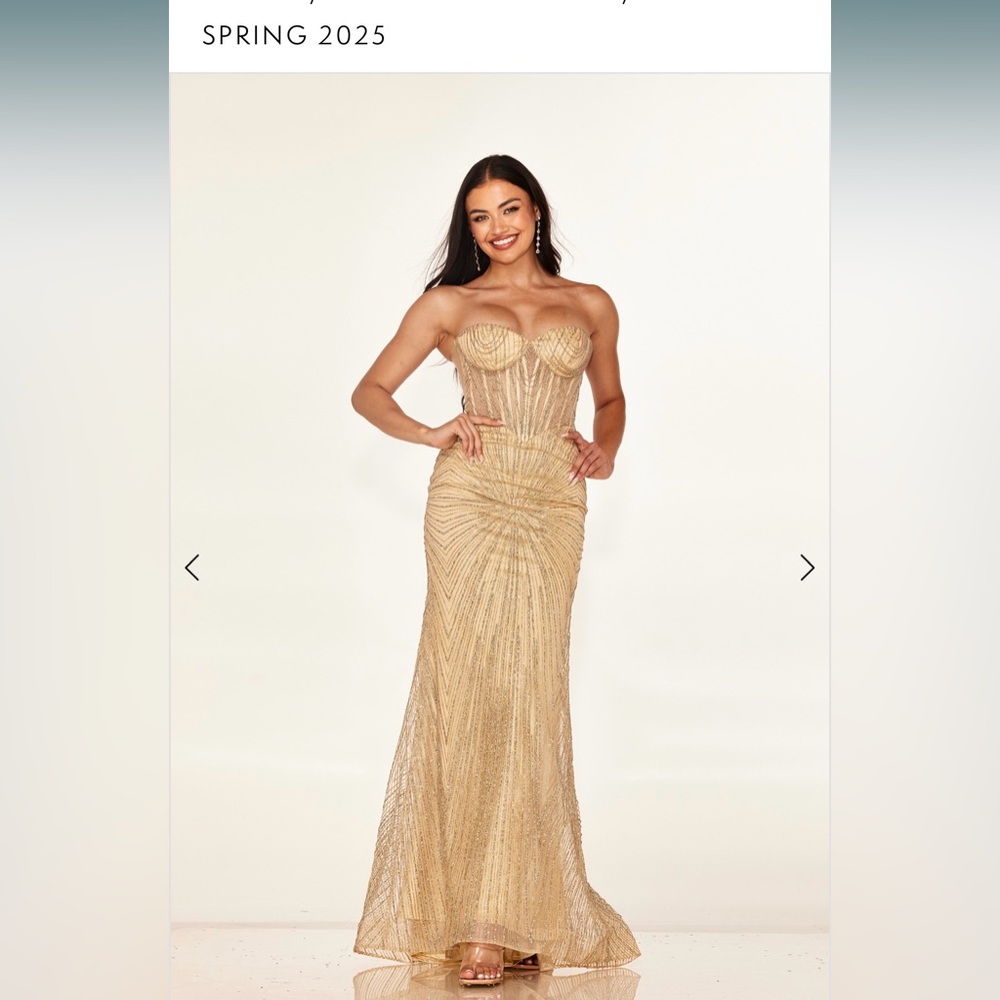 Cecilia Couture Gold Strapless Gown